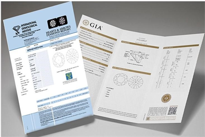 Picture of GIA and IGI diamond certificates